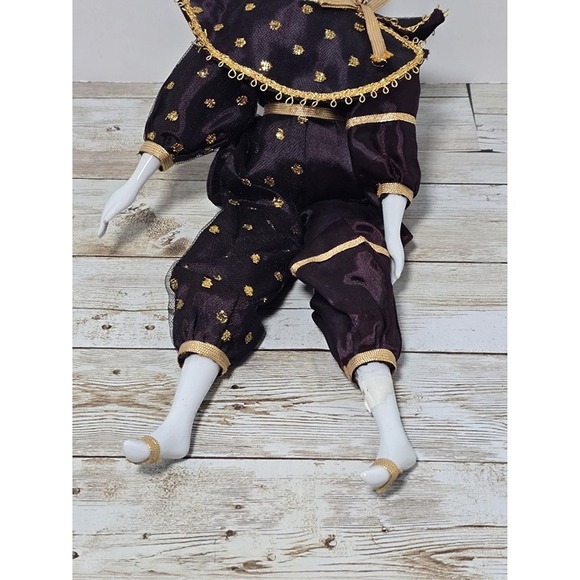 12.5" Brown Gold Jester Porcelain Figurine Gray Eye‎ Mask Painted - Picture 4 of 6